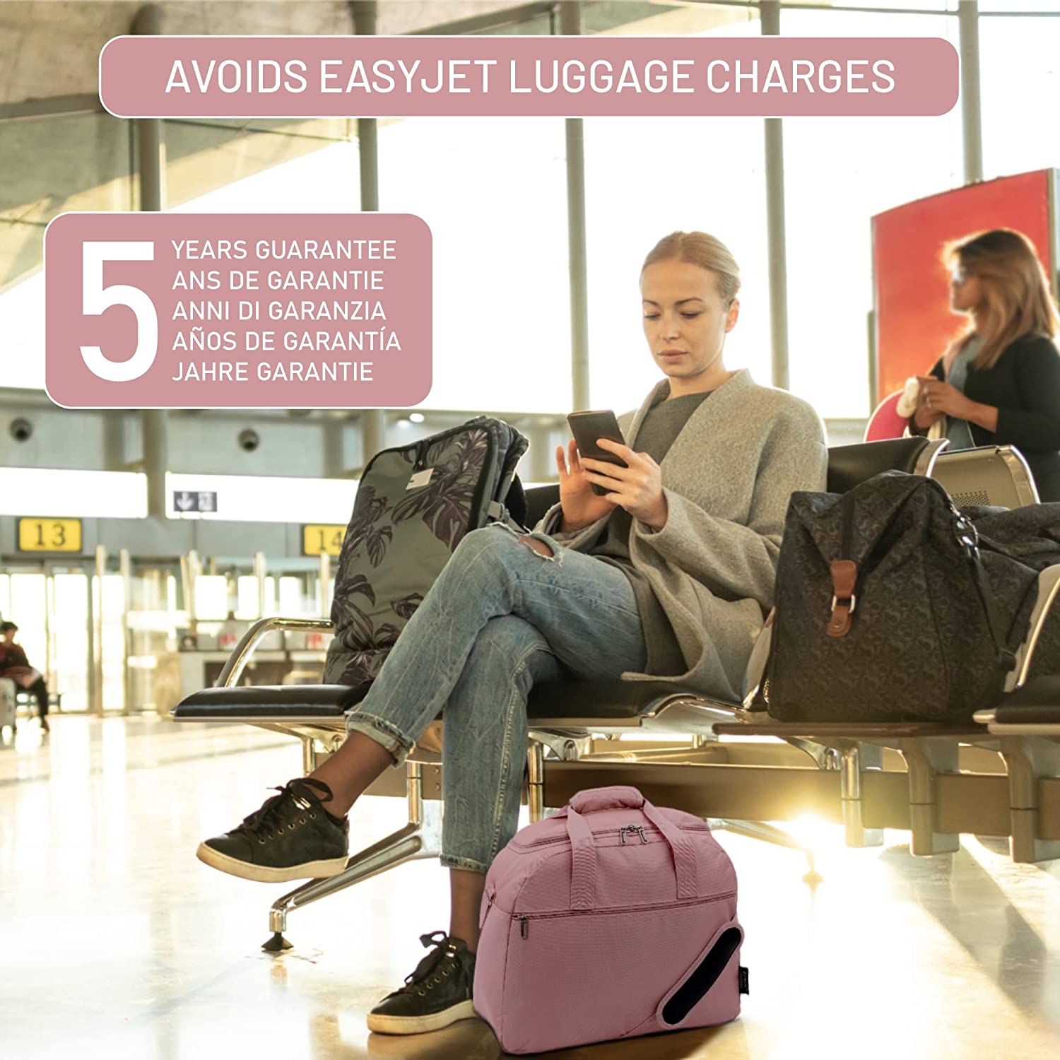 Aerolite (45x36x20cm) New and Improved 2021 easyJet Maximum Size Holdall Cabin Luggage Under Seat Flight Bag, Black - Packed Direct UK