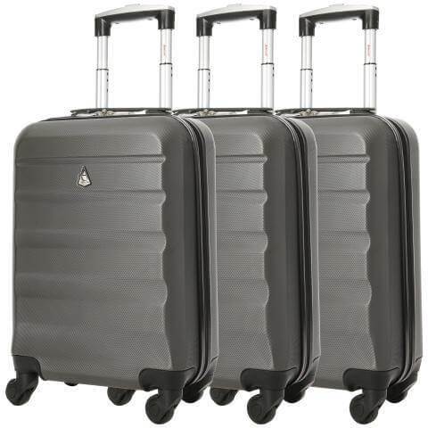 Aerolite (55x35x20cm) Lightweight Hard Shell Cabin Hand Luggage (x3 Set) - Packed Direct UK