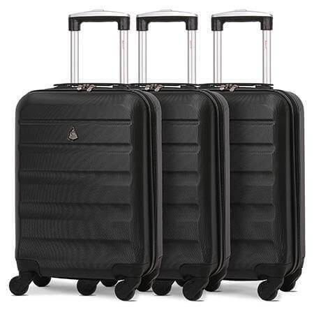 Aerolite (55x35x20cm) Lightweight Hard Shell Cabin Hand Luggage (x3 Set) - Packed Direct UK