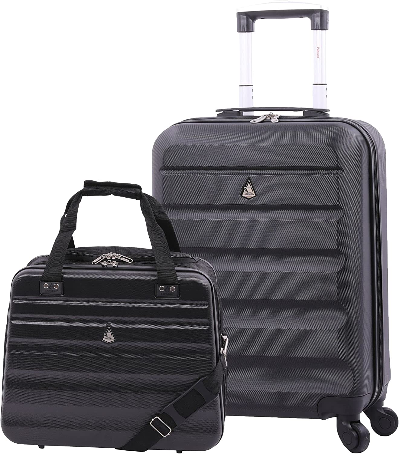 Aerolite 55x38x20cm Emirates Max Size Hard Shell Carry On Hand Cabin Luggage Suitcase 55x38x20 with 4 Wheels,Also Fits Many Other Airlines - Packed Direct UK