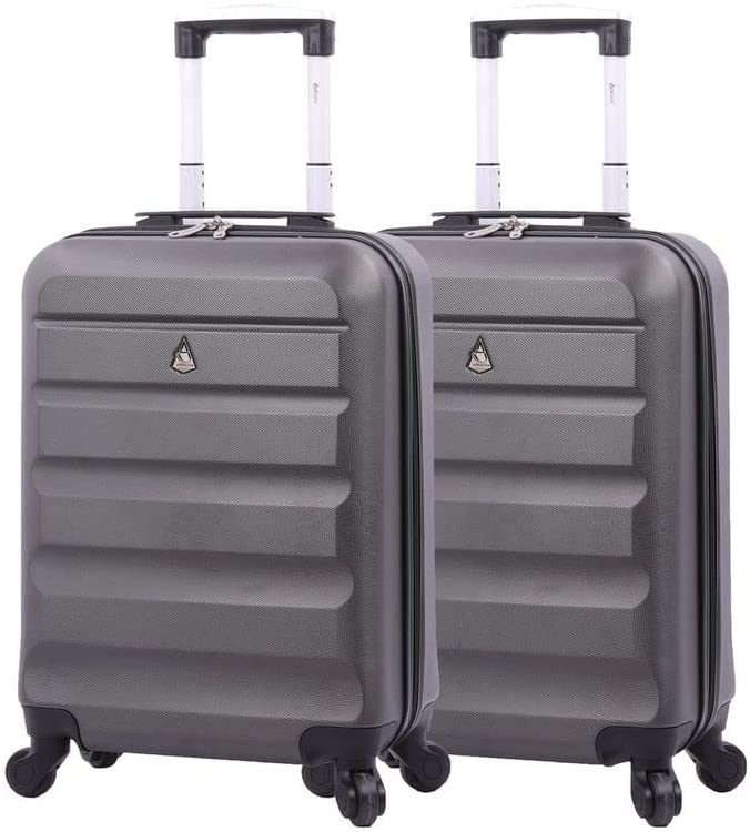 Aerolite 55x38x20cm Emirates Max Size Hard Shell Carry On Hand Cabin Luggage Suitcase 55x38x20 with 4 Wheels,Also Fits Many Other Airlines - Packed Direct UK