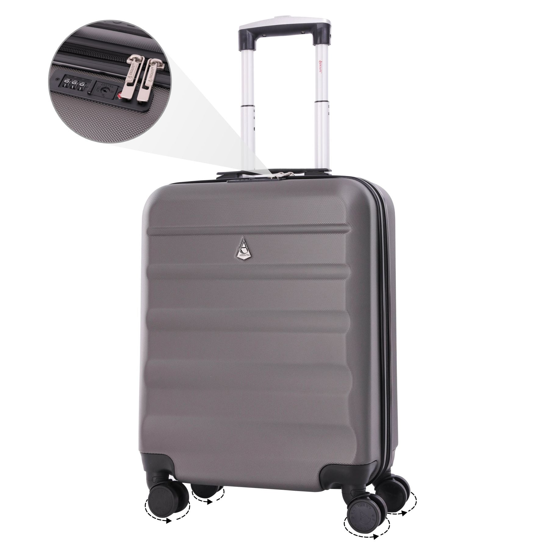 Aerolite (55x40x20cm) Ryanair Maximum Lightweight Hard Shell Cabin Hand Luggage, 4 Wheels - Packed Direct UK
