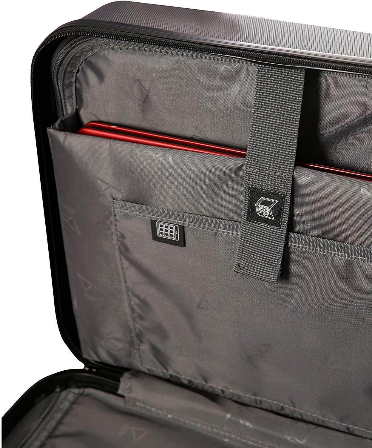 Aerolite Hard Shell Rolling Padded Laptop Case Bag on 4 Wheels - Fits up to 15.6", Overnight Trolley Business Hand Cabin Luggage Case Black - Packed Direct UK