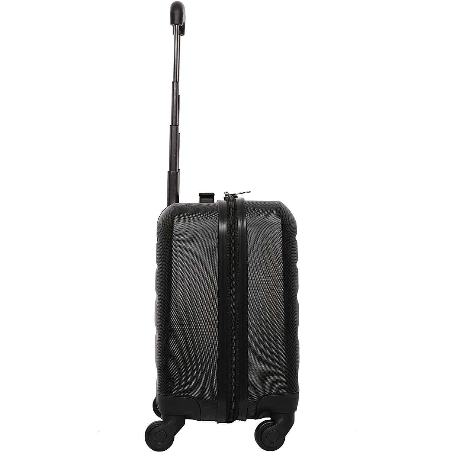 Aerolite Hard Shell Rolling Padded Laptop Case Bag on 4 Wheels - Fits up to 15.6", Overnight Trolley Business Hand Cabin Luggage Case Black - Packed Direct UK