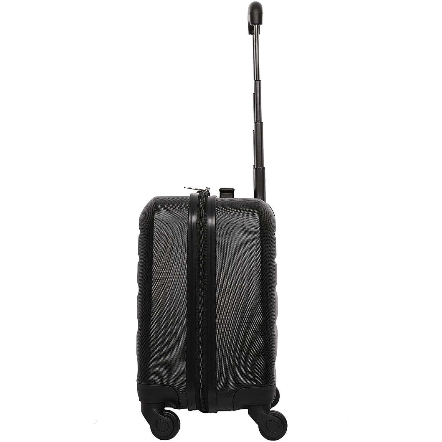 Aerolite Hard Shell Rolling Padded Laptop Case Bag on 4 Wheels - Fits up to 15.6", Overnight Trolley Business Hand Cabin Luggage Case Black - Packed Direct UK