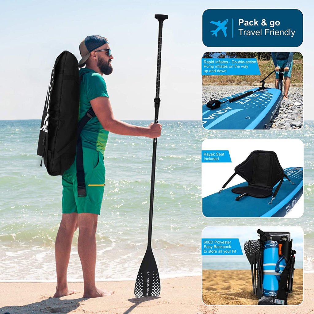 AQUA SPIRIT Blitz 12'6" PREMIUM iSUP Inflatable Stand up Paddle Board & Kayak with Top Accessories, Made From Premium Material, All Inclusive Package, 2 Years Of Warranty - Packed Direct UK