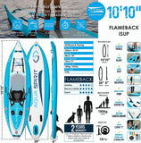 Aqua Spirit Flameback SUP Activity Inflatable Stand UP Paddle Board 2023 | 10'10”x39”x6” | Complete Kayak Conversion Kit with Fishing Rod Mounts, Paddle, Backpack, Pump and more accessories | Adult Beginners/Experts | 2 Year Warranty - Packed Direct UK