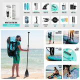 Aqua Spirit Prana 10′8″ Yoga Water AquaFitness Stand Up Paddle Board Kit | 6" Thick | Aluminium Paddle& Clips, Backpack, Change Mat, Pump, Leash, Mount for GoPro, Shoulder Straps & 2 Year Warranty - Packed Direct UK