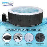 Aqua Spirit Self-Inflating Inflatable Quick Heating Indoor & Outdoor Round Hot Tub Spa Bubble Jacuzzi with Cover & Ground Sheet, Up to 6 Persons, Black & White - Packed Direct UK