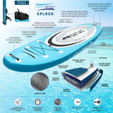 Aqua Spirit Splash Inflatable Stand Up SUP 9’x31”x6” Beginners Paddle Board For Kids/ Small Adults With Accessories, Paddle, Pump, Back Pack, Leash, Repair Kit, 2 Year Warranty - Packed Direct UK