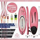 AQUA SPIRIT Splash iSUP 9’ long Inflatable Stand up Paddle Board for Beginners/Intermediate with Backpack, Leash, Paddle, Changing Mat & Waterproof Phone Case - Packed Direct UK