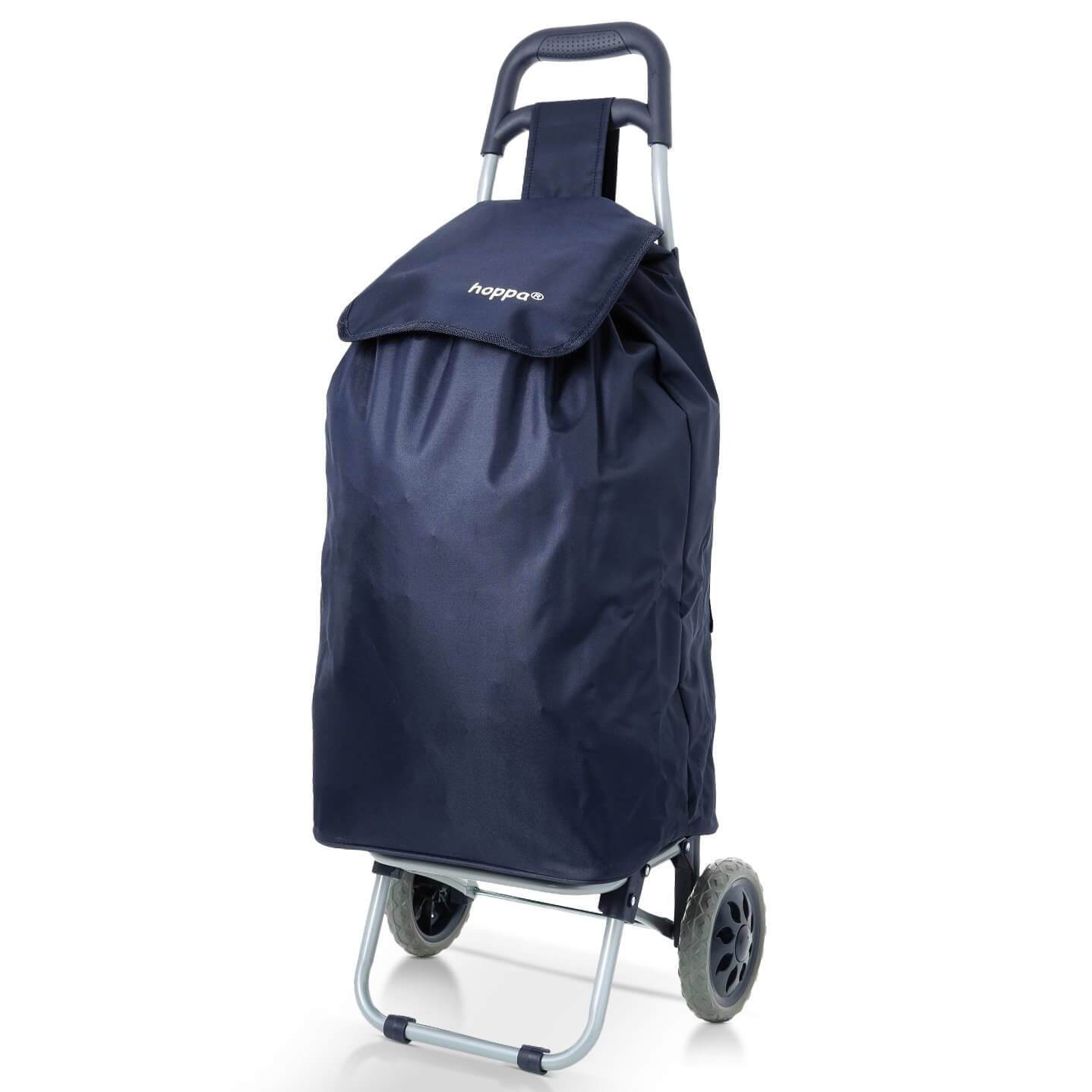 Hoppa Lightweight Shopping Trolley Folding 2 Wheel Large Capacity Shopper (Navy 140) - Packed Direct UK