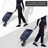 Hoppa Lightweight Shopping Trolley Folding 2 Wheel Large Capacity Shopper (Navy 140) - Packed Direct UK