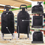 Lightweight Shopping Trolley, Trendy Folding/Collapsible Push/Pull Carts (Black) - Packed Direct UK