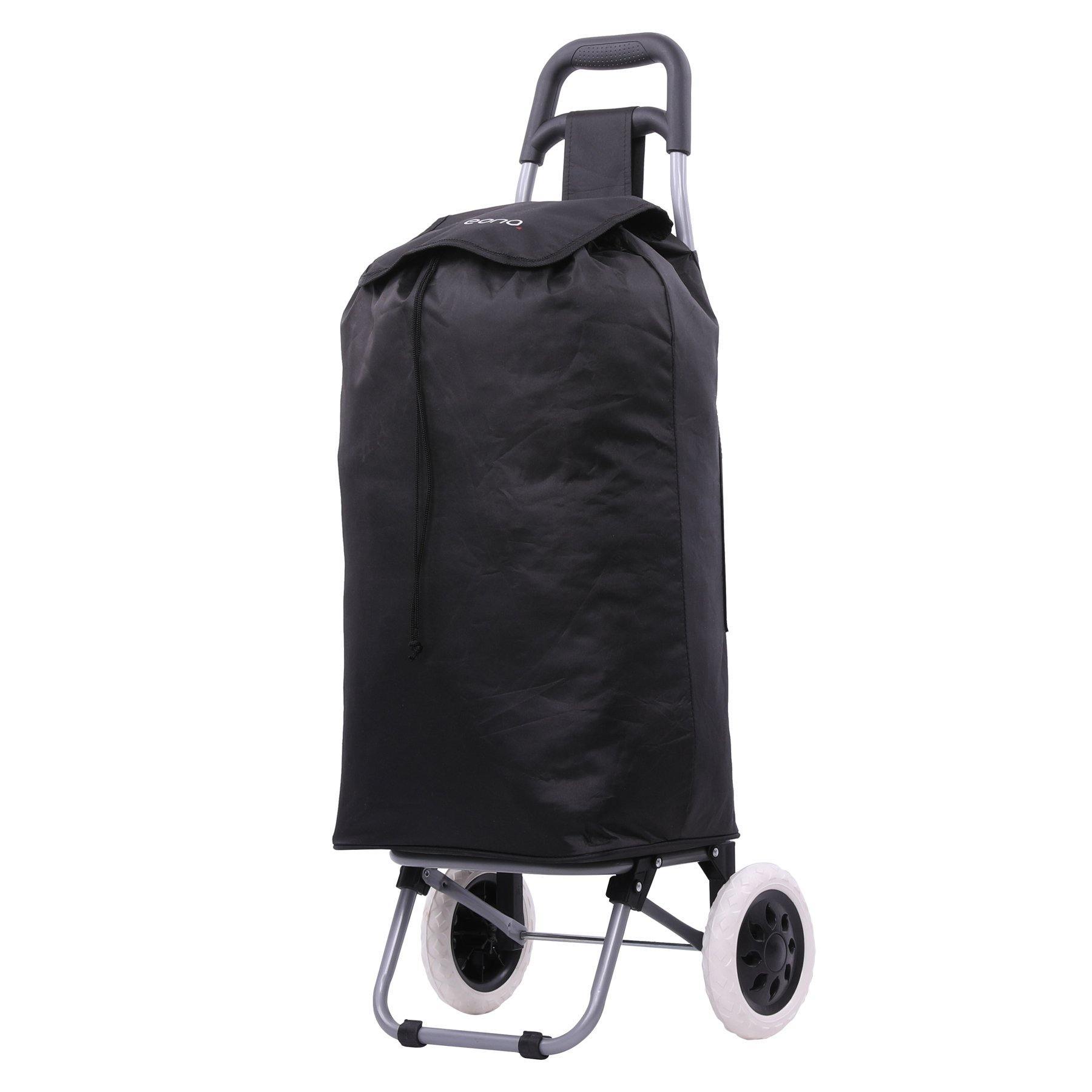 Lightweight Shopping Trolley, Trendy Folding/Collapsible Push/Pull Carts (Black) - Packed Direct UK