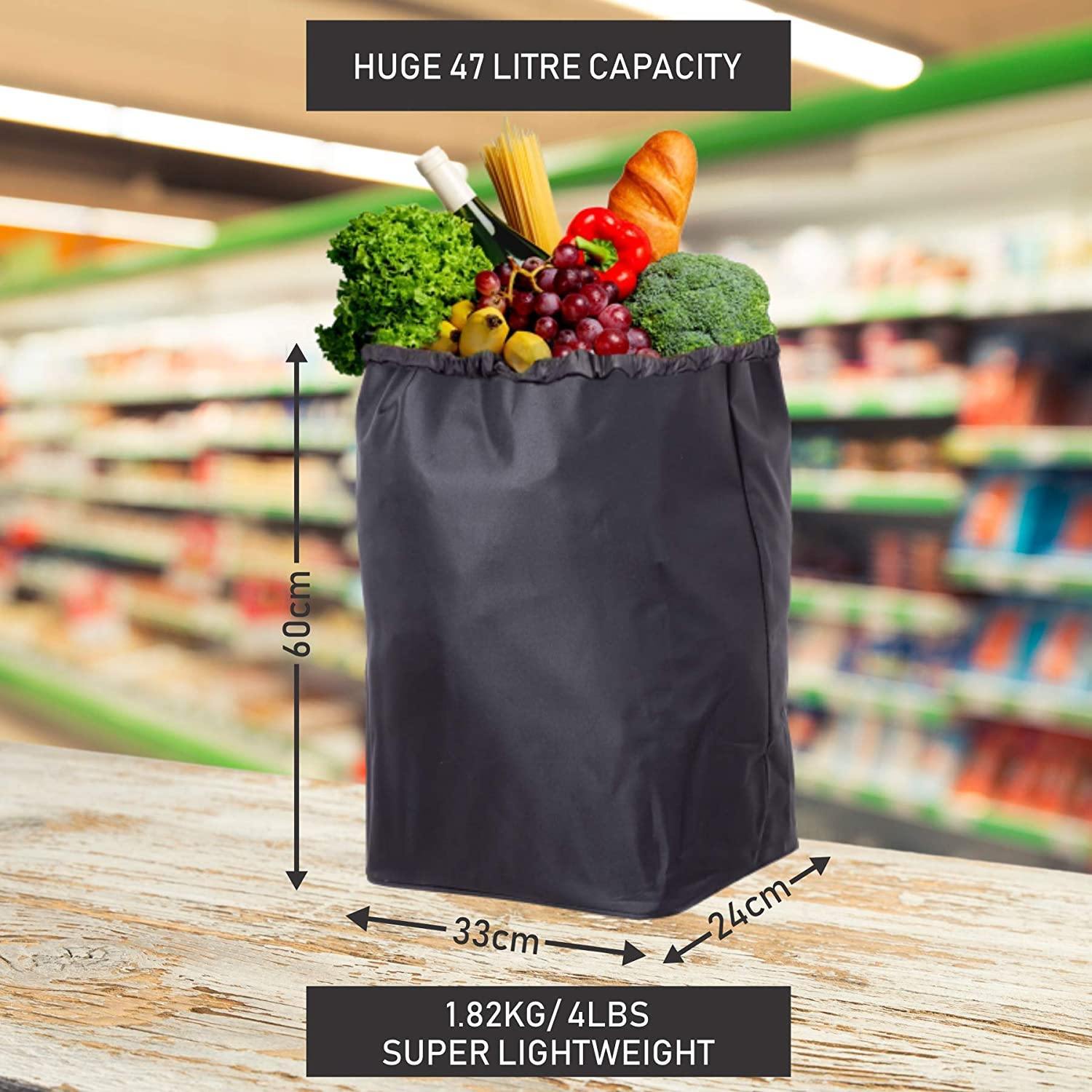 Lightweight Shopping Trolley, Trendy Folding/Collapsible Push/Pull Carts (Black) - Packed Direct UK