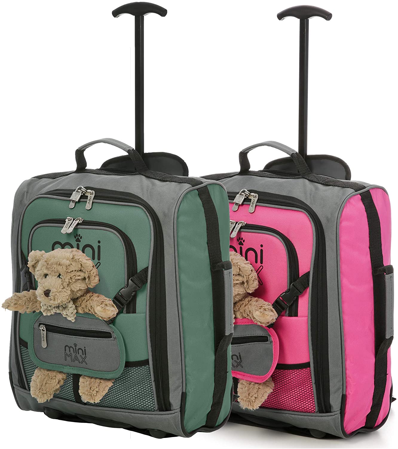 MiniMAX (45x35x20cm) Childrens Luggage Carry On Suitcase with Backpack and Pouch (x2 Set) - Packed Direct UK