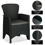 Olsen & Smith 3 Piece 2 Person Weatherproof Rattan Outdoor Garden Lawn Decking Patio Balcony Furniture Set, 2 Chairs and Cushions with 1 Table , Grey - Packed Direct UK