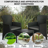 Olsen & Smith 3 Piece 2 Person Weatherproof Rattan Outdoor Garden Lawn Decking Patio Balcony Furniture Set, 2 Chairs and Cushions with 1 Table , Grey - Packed Direct UK