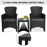 Olsen & Smith 3 Piece 2 Person Weatherproof Rattan Outdoor Garden Lawn Decking Patio Balcony Furniture Set, 2 Chairs and Cushions with 1 Table , Grey - Packed Direct UK