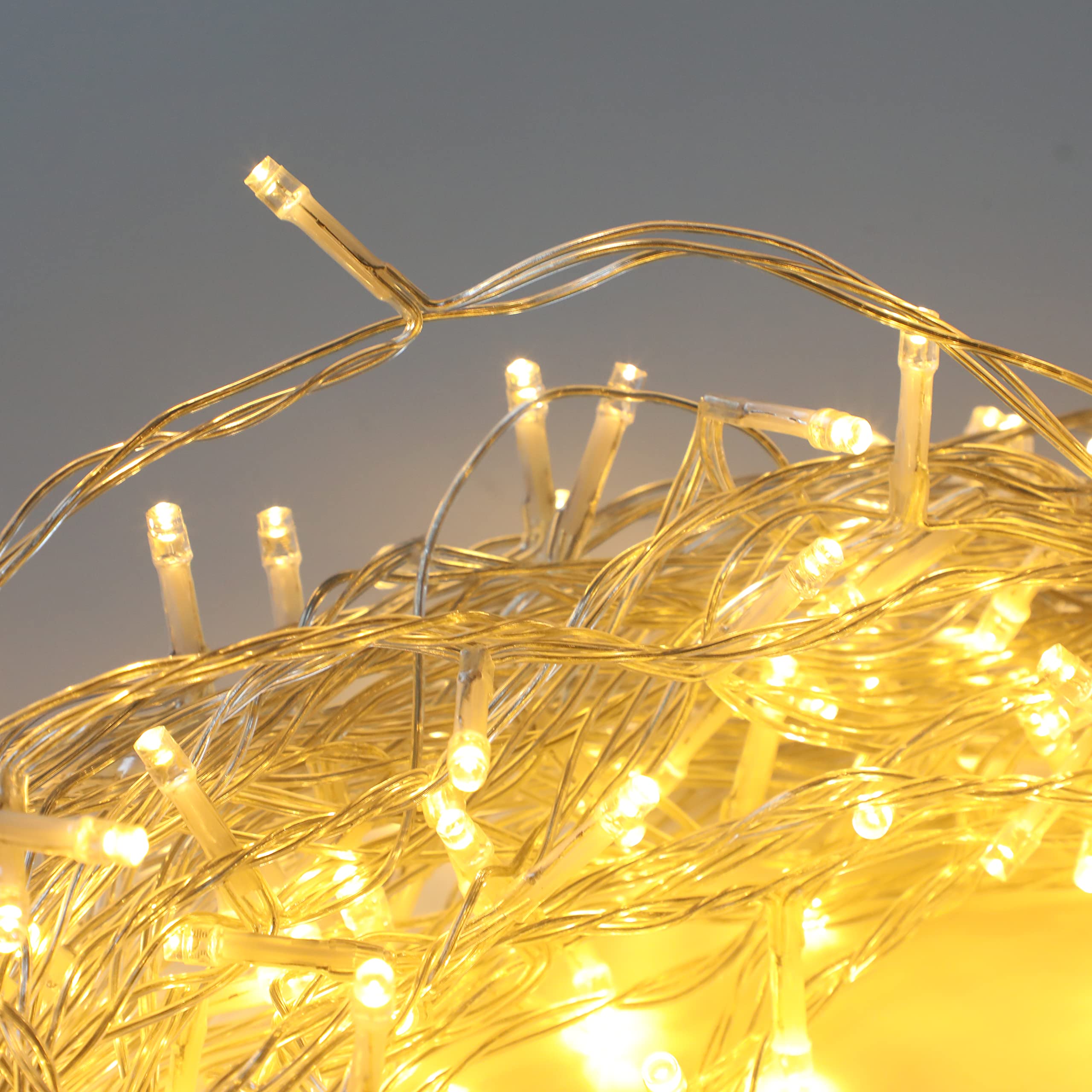 Olsen & Smith 30m 98 Ft 300 LEDs IP44 Decorative Warm White Outdoor & Indoor Christmas Xmas String Fairy Lights for Living Room Hallway Garden 8 Modes - Packed Direct UK