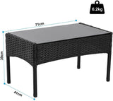 Olsen & Smith 4 Piece Rattan Effect Outdoor Garden Patio Furniture Set - Love Seat Sofa + 2 Chairs + Table (Black) - Packed Direct UK