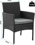 Olsen & Smith 4 Piece Rattan Effect Outdoor Garden Patio Furniture Set - Love Seat Sofa + 2 Chairs + Table (Black) - Packed Direct UK