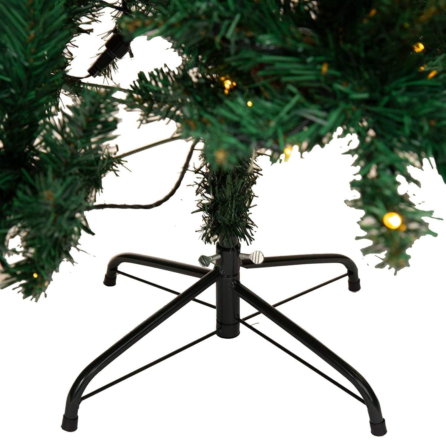 Olsen & Smith 7.5-Foot Pre-Lit Artificial Spruce Christmas Tree with 300 LED Lights, Hinged Trunk for Easy Installation and Storage, Includes Metal Stand - Packed Direct UK