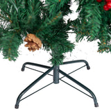 Olsen & Smith 7ft (7 Feet) 2.1m 900 Tips Festive Artificial Pine Indoor Xmas Christmas Tree with Red Berry and Pinecone Decoration - Packed Direct UK