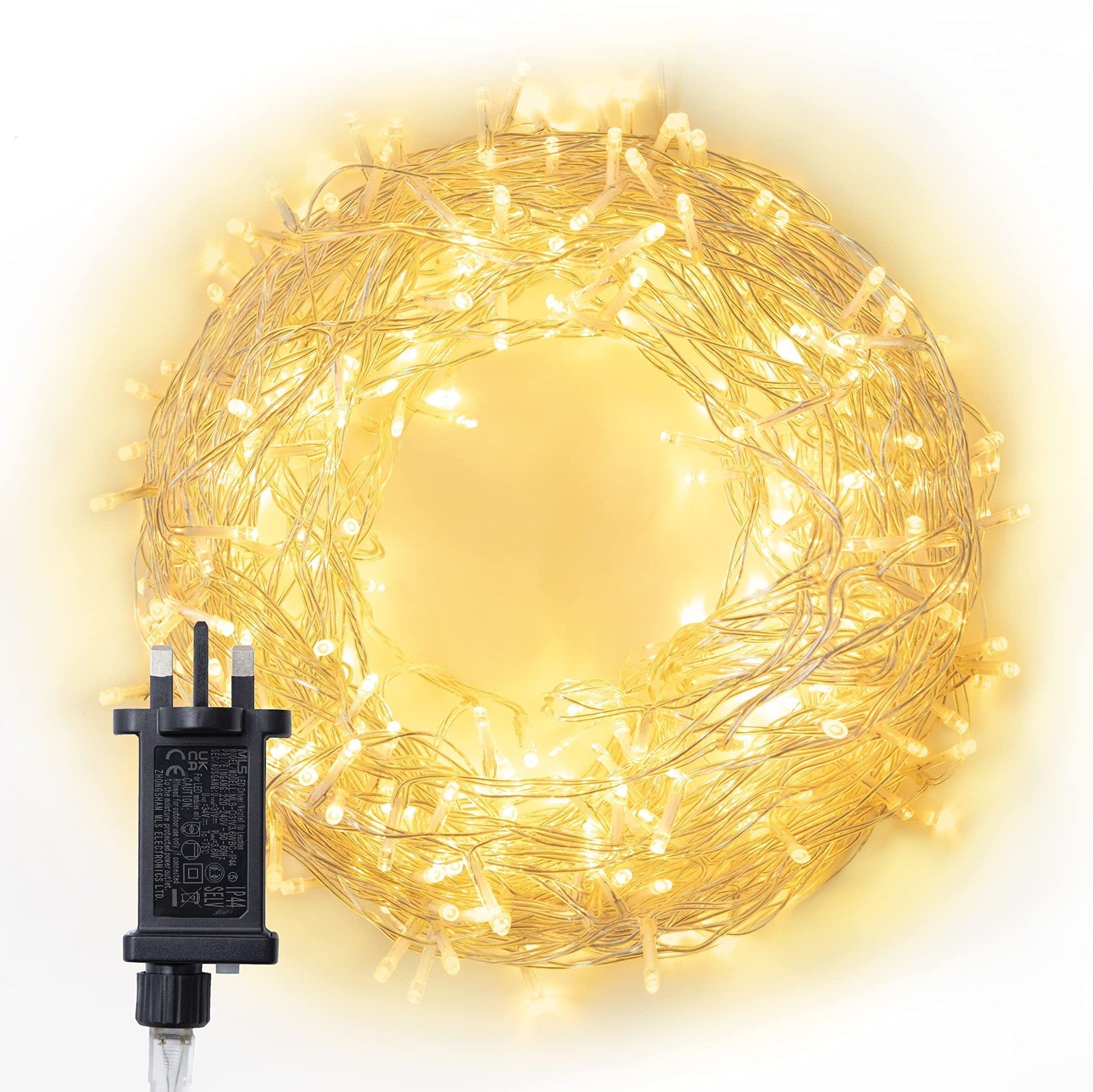 Olsen & Smith Christmas String Fairy Lights, Decorative Warm Xmas White Lights Outdoor & Indoor for Living Room Hallway Garden, 30m/98Ft 300 LEDs IP44 8 Modes - Packed Direct UK