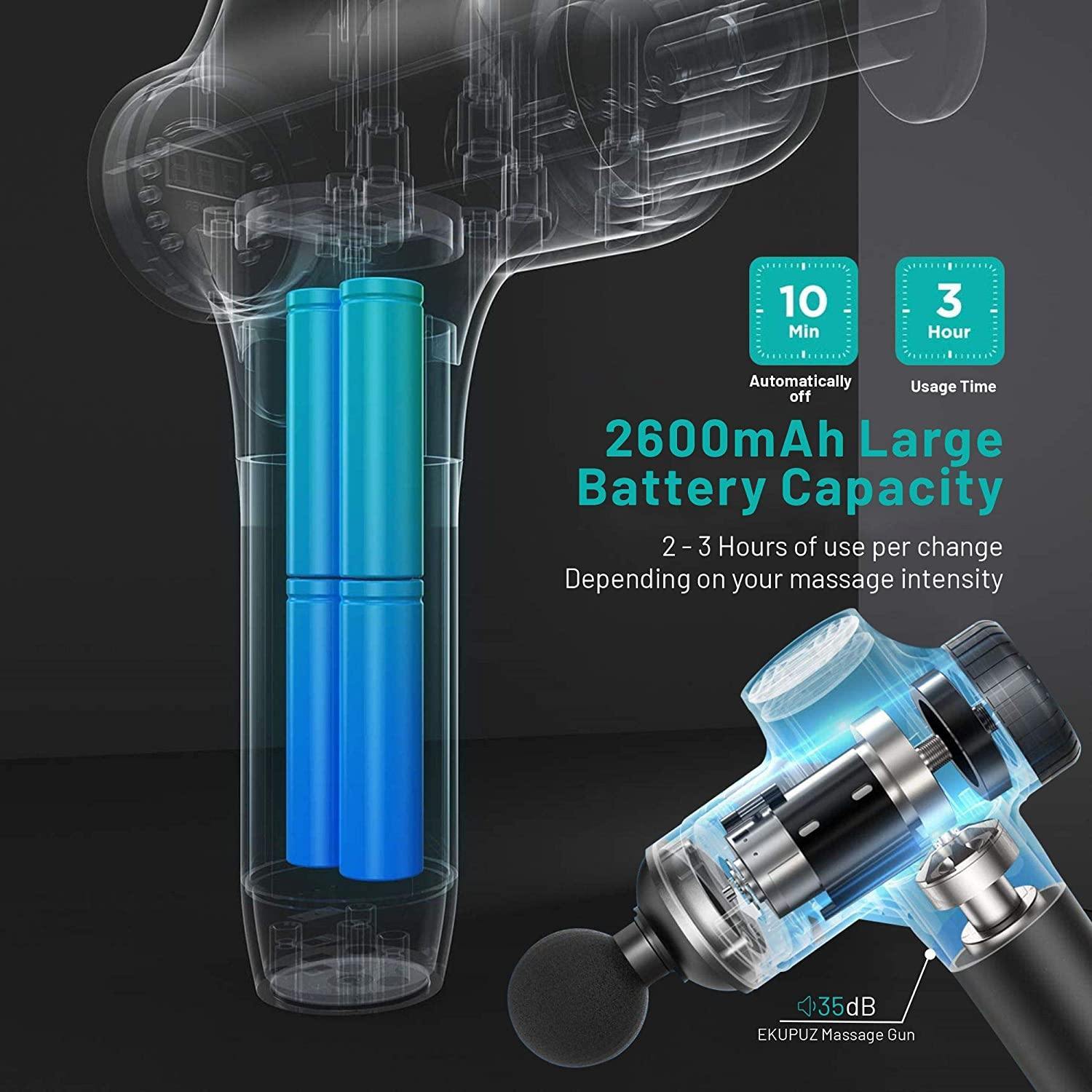 Olsen & Smith Massage Gun Deep Tissue, 6 Heads, LCD Display, 30 Speeds Quiet Operation, Handheld Muscle Massager for Muscle Soreness Pain Tension Relief & Recovery, Black - Packed Direct UK