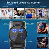 Olsen & Smith Massage Gun Deep Tissue, 6 Heads, LCD Display, 30 Speeds Quiet Operation, Handheld Muscle Massager for Muscle Soreness Pain Tension Relief & Recovery, Black - Packed Direct UK