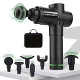 Olsen & Smith Massage Gun Deep Tissue, 6 Heads, LCD Display, 30 Speeds Quiet Operation, Handheld Muscle Massager for Muscle Soreness Pain Tension Relief & Recovery, Black