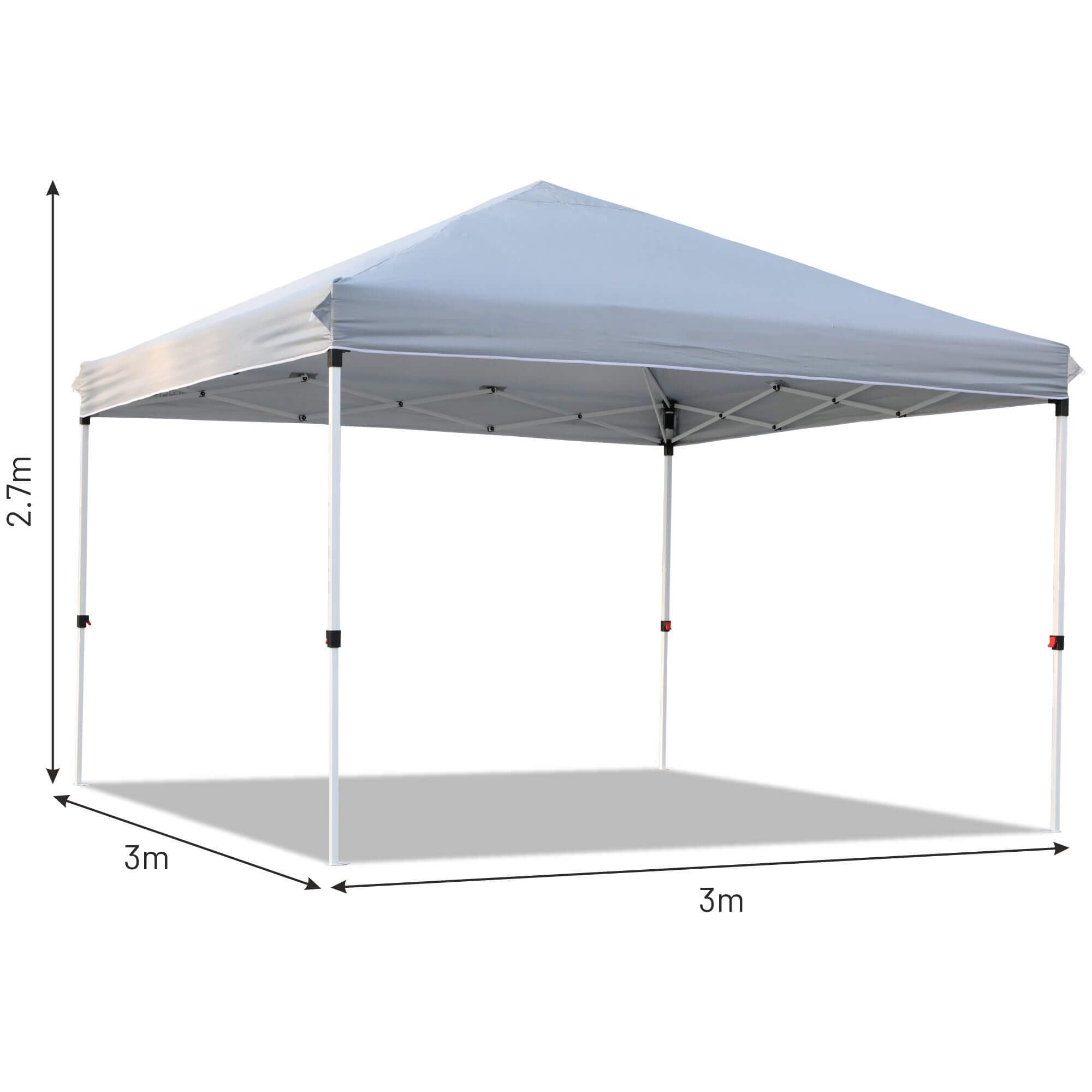 Olsen & Smith Catania Pop Up Garden Gazebo 3m x 3m Showerproof UV 50+ Outdoor Garden Shelter Rustproof PVC Coated Carry Bag & Leg Weight Bags Grey