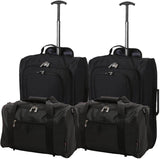 Set of 2 Hand Luggage Set Including Ryanair Cabin Approved 55x40x20cm Trolley Bag & 40x20x25 Ryanair Maximum Holdall Under Seat Flight Bag - Packed Direct UK