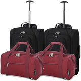 Set of 2 Hand Luggage Set Including Ryanair Cabin Approved 55x40x20cm Trolley Bag & 40x20x25 Ryanair Maximum Holdall Under Seat Flight Bag - Packed Direct UK