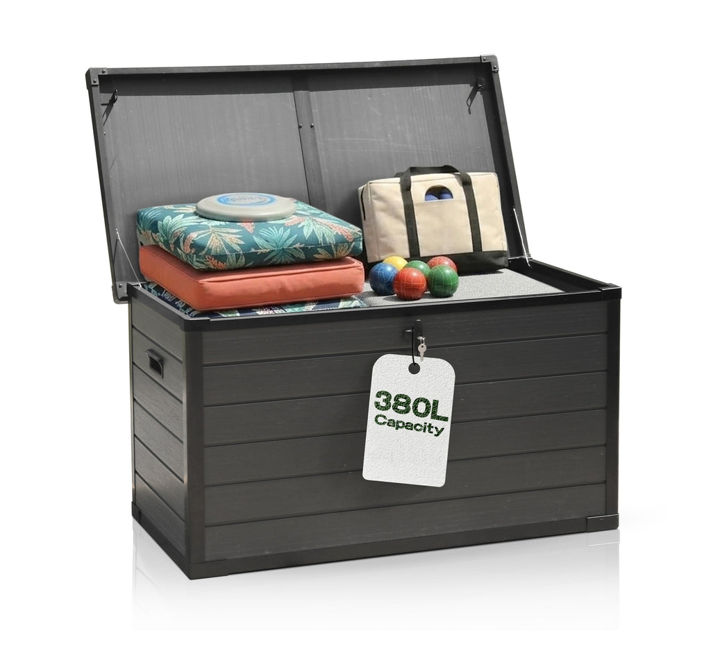 Olsen & Smith 380L Garden Storage Box with Padlock Grey – Packed Direct UK