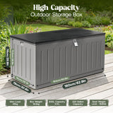 Olsen & Smith 830L MASSIVE Capacity Outdoor Garden Storage Box Plastic Shed - Weatherproof & Sit On with Wood Effect Chest