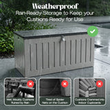 Olsen & Smith 830L MASSIVE Capacity Outdoor Garden Storage Box Plastic Shed - Weatherproof & Sit On with Wood Effect Chest