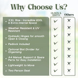 Olsen & Smith 830L MASSIVE Capacity Outdoor Garden Storage Box Plastic Shed - Weatherproof & Sit On with Wood Effect Chest