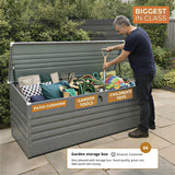 Olsen & Smith 1000L Large Metal Storage Box – Lockable Outdoor XXL Garden Storage Box, Weatherproof, with Gas Lift – Stores Cushions, Tools & Garden Furniture – Anthracite
