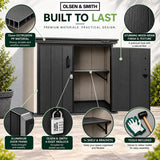 Olsen & Smith Ashcombe 1000L Mini Garden Storage Cabinet – Large Weatherproof Outdoor Storage Shed with Lockable Double Doors, Adjustable Shelf, Combination Padlock, Waterproof Wood-Look PP, Tool & Cushion Store