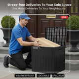 Olsen & Smith Lockable Outdoor Garden Plastic Storage Box Container Chest Lawn Balcony Furniture, Weather Resistant, Wood Panel Effect (126L)