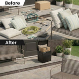 Olsen & Smith Lockable Outdoor Garden Plastic Storage Box Container Chest Lawn Balcony Furniture, Weather Resistant, Wood Panel Effect (126L)