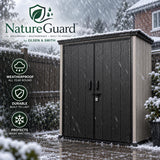 Olsen & Smith Ashcombe 1700L Max Garden Storage Cabinet – Extra-Tall Weatherproof Outdoor Storage Shed with Lockable Double Doors, Adjustable Shelf, Combination Padlock, Waterproof Wood-Look PP, Tool & Mower Store