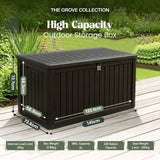 Olsen & Smith Premium XL 680L Outdoor Garden Storage Box – Weather-Resistant Heavy-Duty Plastic Storage Chest with Padlock, Wood-Effect Finish & Gas Lift Lid for Cushions, Tools & Toys (Anthracite Black)