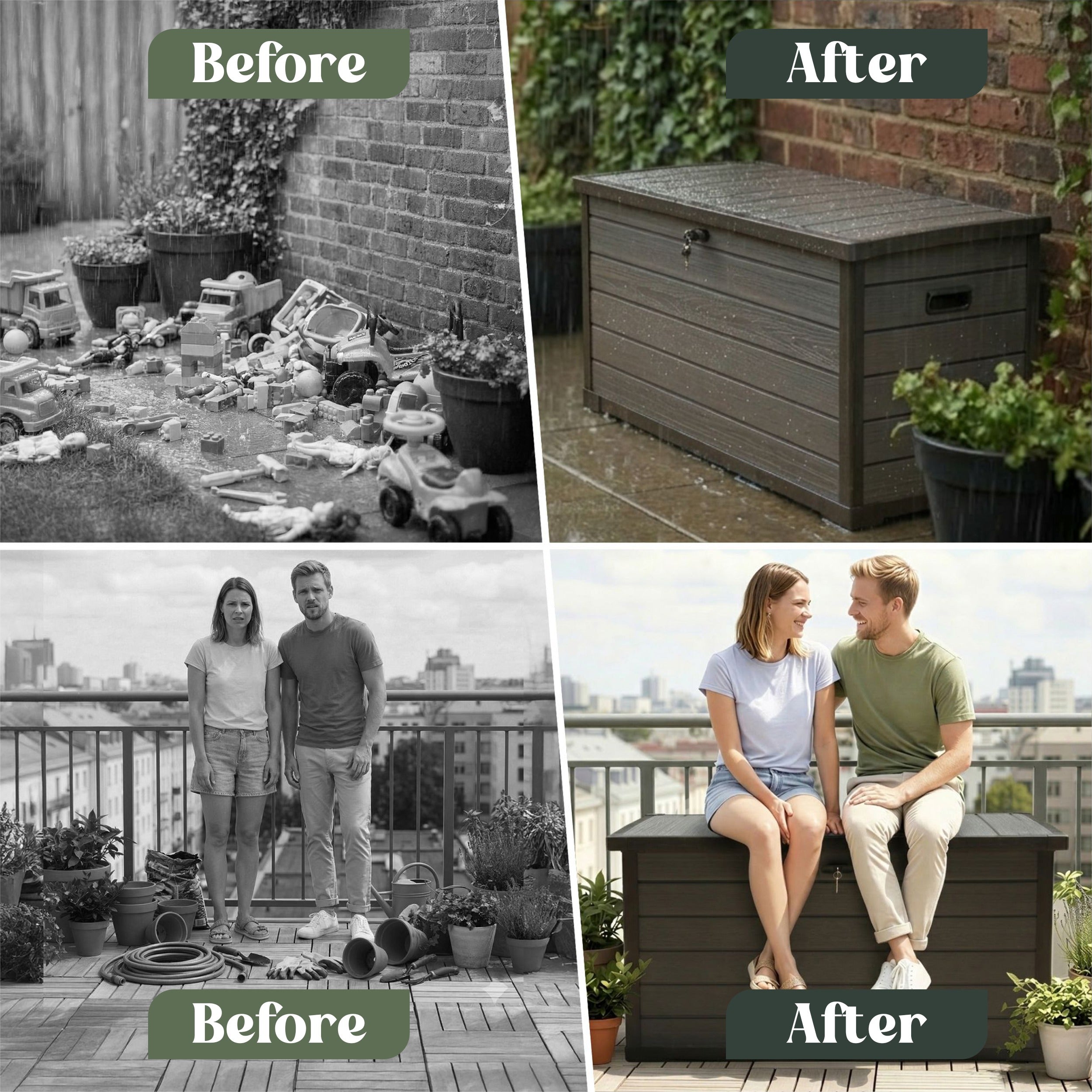 Olsen & Smith 380L Garden Storage Box with Padlock Grey – Packed Direct UK