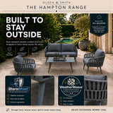 Olsen & Smith Hampton 4 Seater Garden Furniture Set – 5 Piece Outdoor Rattan Sofa Set with 2 Seater Sofa, 2 Armchairs & Coffee Table, Waterproof Cushions, Aluminium Frame (Slate/Grey)