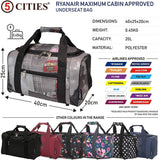 5 Cities (40x20x25cm) Ryanair Maximum Hand Luggage Holdall Flight Bag, New and Improved Ryanair Maximum Sized Under Seat Cabin Holdall – Take The Max on Board!