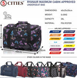 5 Cities (40x20x25cm) Ryanair Maximum Hand Luggage Holdall Flight Bag, New and Improved Ryanair Maximum Sized Under Seat Cabin Holdall – Take The Max on Board!